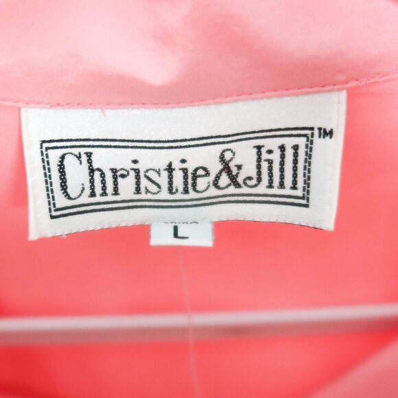 Christie & Jill Silk Button Up Shirt Size Large Pink Vintage Career 90s Barbie - Picture 3 of 12